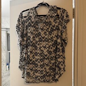 We The Free Black and White Leaf Print Blouse